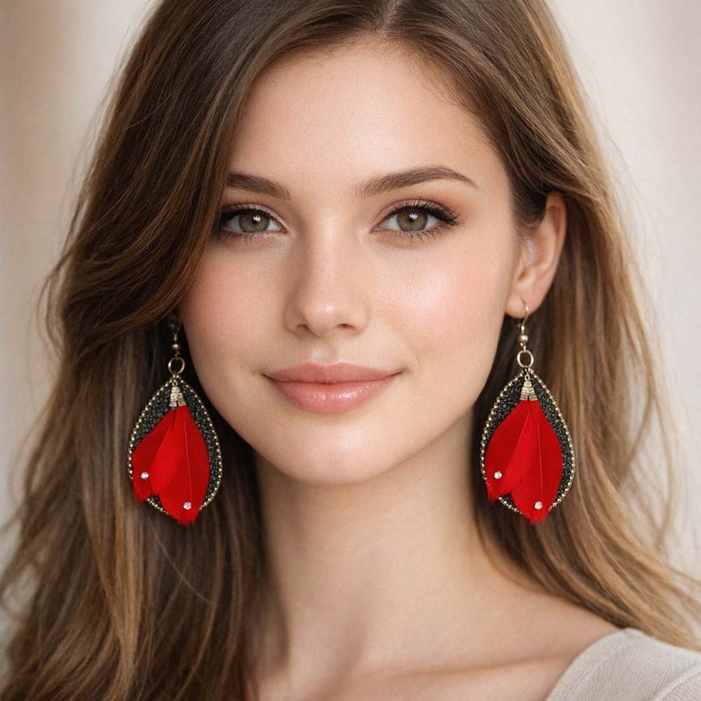 Elegant Red Leaf Earrings